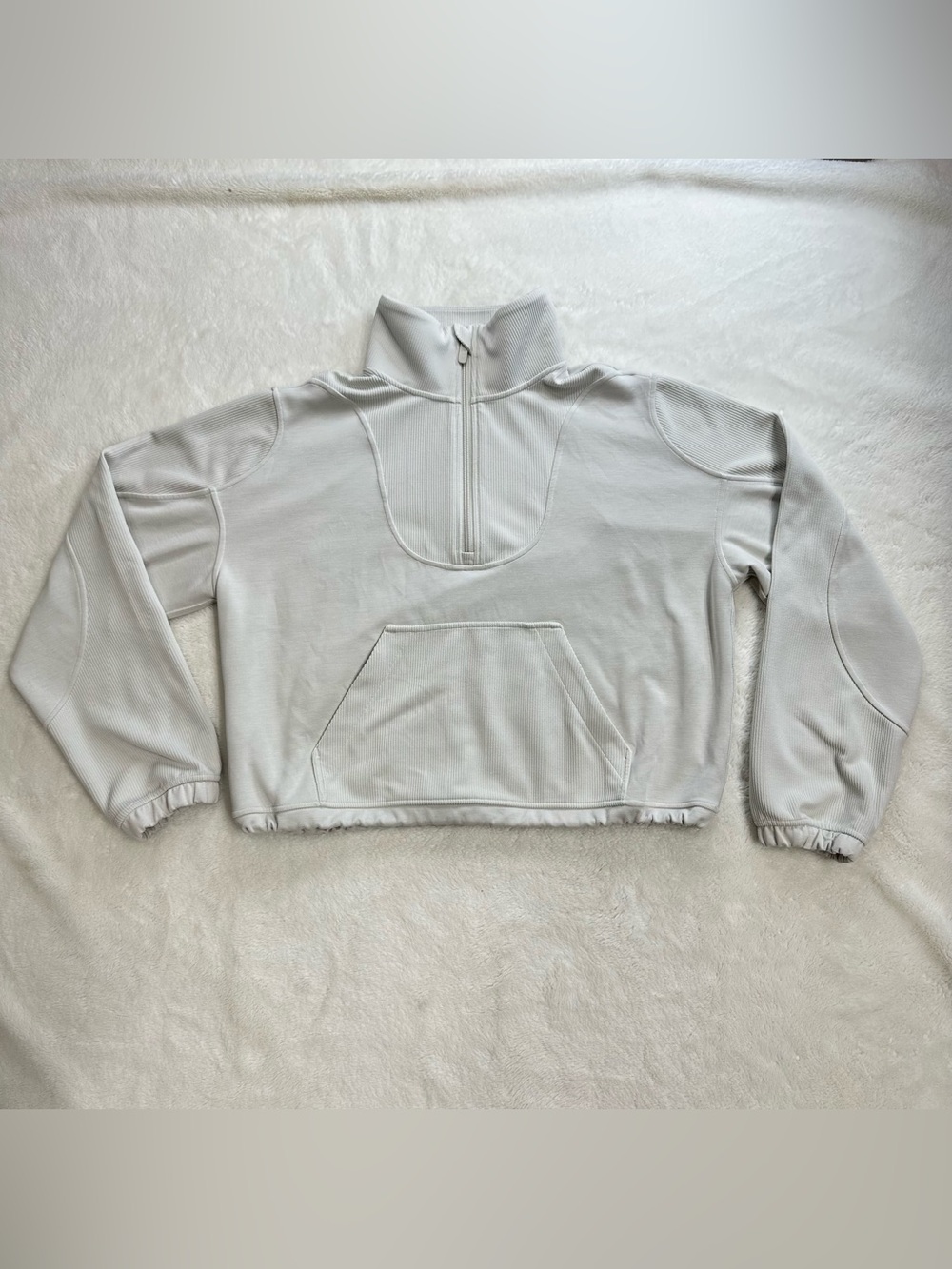 Lululemon Brushed Softstreme Ribbed Half Zip Pullover White Opal Size 8